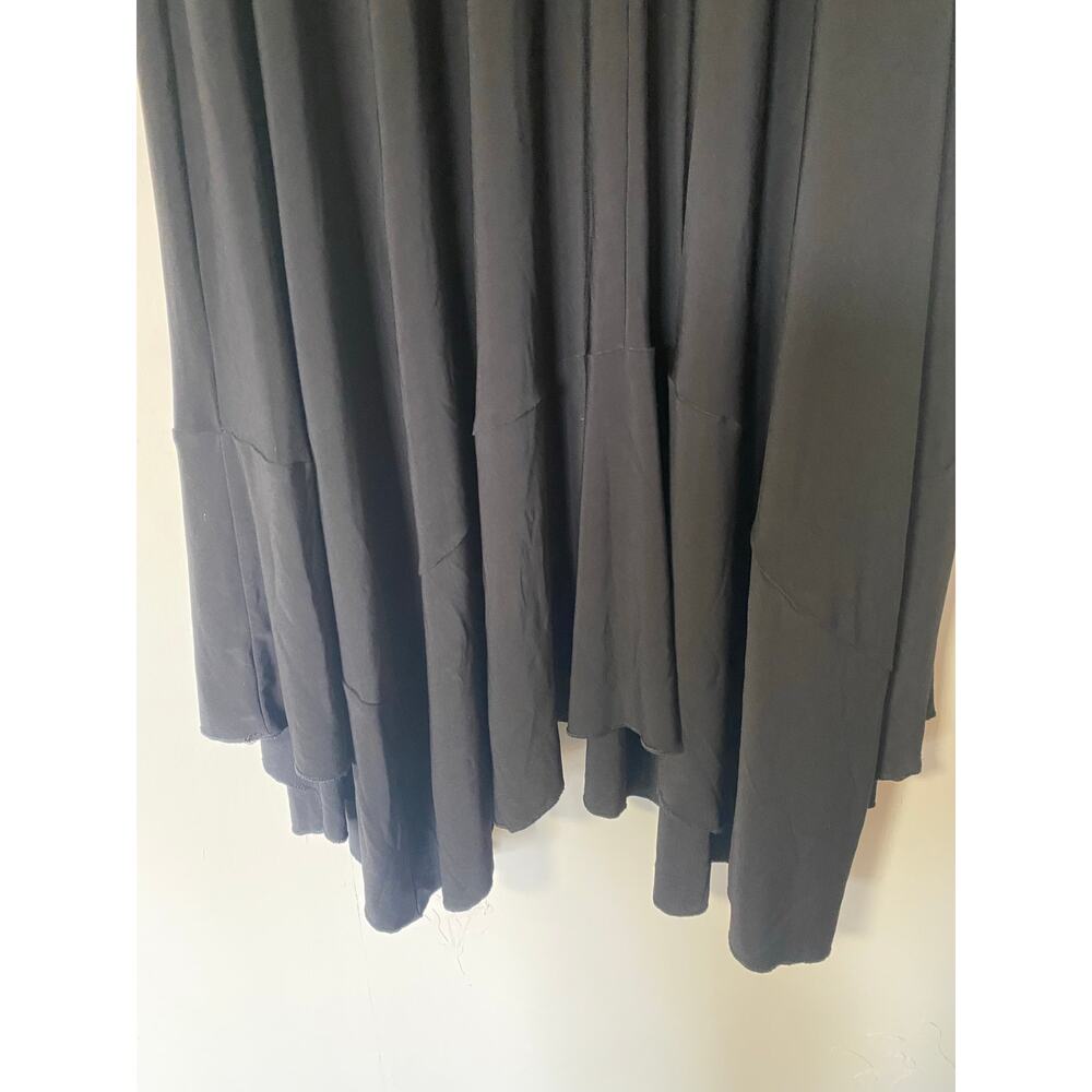 Sun Kim Asymmetrical Black Slinky Knit Mid Length  Skirt 1X Artsy Lagenlook - Picture 6 of 6